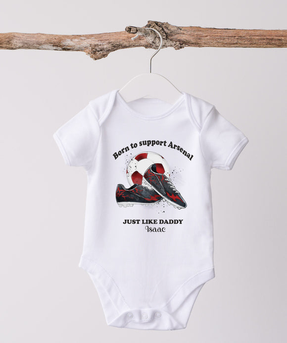 Personalised Born to Support Football Team ~ Baby Vest, Baby Bib ~ Baby Reveal ~ Baby Shower ~ Baby Newborn Gift ~ Football Fan Baby