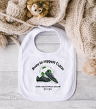 Personalised Born to Support Football Team ~ Baby Vest, Baby Bib ~ Baby Reveal ~ Baby Shower ~ Baby Newborn Gift ~ Football Fan Baby