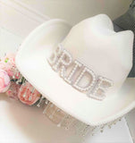 BRIDE Rhinestone Embellished Tassle Cowboy Hat Rhinestone Embellished Tassle Hen Party Bridal Shower Wedding Summer Travel Honeymoon Gift