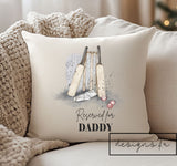 Personalised Reserved for "Name" Cricket ~ Cushion Pillow including infill ~ Father's Day Gift for Him~ Christmas Gift~Cricket Birthday Gift