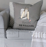Personalised Reserved for "Name" Cricket ~ Cushion Pillow including infill ~ Father's Day Gift for Him~ Christmas Gift~Cricket Birthday Gift