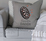 Personalised Reserved for "Name" Darts ~ Cushion Pillow including infill~Father's Day Gift for Him~ Christmas Gift~Dart Player Birthday Gift
