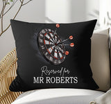 Personalised Reserved for "Name" Darts ~ Cushion Pillow including infill~Father's Day Gift for Him~ Christmas Gift~Dart Player Birthday Gift