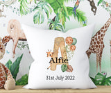 nursery cushion decor safari jungle theme pillow custom name