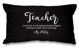 Personalised Teacher (noun) ~ Teacher Gift ~ Teacher Cushion ~ Rectangle cushion with pad