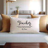 Personalised Teacher (noun) ~ Teacher Gift ~ Teacher Cushion ~ Rectangle cushion with pad