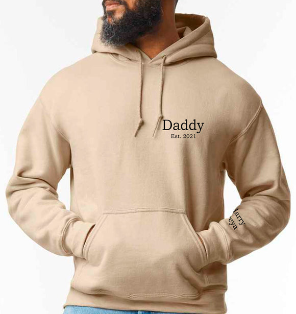 Personalised Daddy ~ Dad ~ Grandad ~ Sweatshirt  Hoodie with Names on Sleeve ~ Father's Day