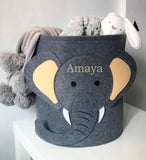 Personalised Elephant Shaped Felt Clothes Toy Storage Basket Storage Bucket Laundry Hamper Clothes Storage Bag