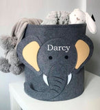 Personalised Elephant Shaped Felt Clothes Toy Storage Basket Storage Bucket Laundry Hamper Clothes Storage Bag