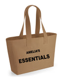 Personalised Cotton Canvas Tote Bag ~ Essentials ~ Everyday Bag ~ Mama Bag ~ Gift for Her ~ Shopping Travelling Work Bag