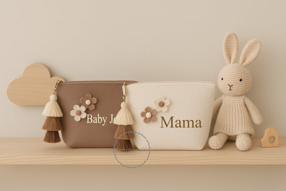 new baby mama mummy bag pouch make up cosmetic beige neutral bag beach bag pool accessories pouch tassel bag baby gift baby shower gift bridal hen party gifts travel pouch clutch bag