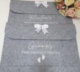 Personalised Pregnancy Notes Document Felt Folder ~ With or Without Bow