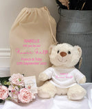 Personalised Teddy Bear and Cotton Gift Bag ~ Page Boy ~ Flower Girl ~ Wedding Gifts