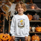 Personalised Spooky Saurus Happy Halloween Sweatshirt ~ Trick or Treat Dinosaur Design ~ Gift for Boys or Girls Kids