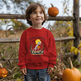 Personalised Spooky Saurus Happy Halloween Sweatshirt ~ Trick or Treat Dinosaur Design ~ Gift for Boys or Girls Kids