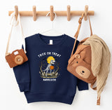 Personalised Spooky Saurus Happy Halloween Sweatshirt ~ Trick or Treat Dinosaur Design ~ Gift for Boys or Girls Kids