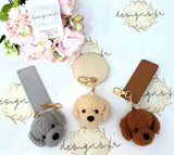 Personalised Crocheted Dog Face Key Ring with Fob ~ Name or Initials ~ Monogram Key Ring