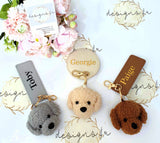 Personalised Crocheted Dog Face Key Ring with Fob ~ Name or Initials ~ Monogram Key Ring