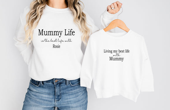 Personalised Twinning Matching Mama Mummy Mum Grandma Nana Nanny Granny Grandad Life is the Best Life ~ with Children Kids Names