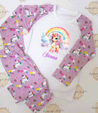 Personalised Name & Unicorn Pyjamas ~ Gift for Boy Girl ~ Custom Unicorn Pyjamas ~ Custom  PJs ~ Unicorn and Rainbow PJs