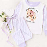 Personalised When I Wake Up I Will Be Age 1,2,3,4,5,6,7 years Stripe Pyjamas ~ Gift for Boy Girl ~ Horse, Pony, Pink Bow