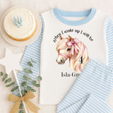 Personalised When I Wake Up I Will Be Age 1,2,3,4,5,6,7 years Stripe Pyjamas ~ Gift for Boy Girl ~ Horse, Pony, Pink Bow