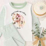 Personalised When I Wake Up I Will Be Age 1,2,3,4,5,6,7 years Stripe Pyjamas ~ Gift for Boy Girl ~ Horse, Pony, Pink Bow