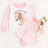 Personalised When I Wake Up I Will Be Age 1,2,3,4,5,6,7 years Stripe Pyjamas ~ Gift for Boy Girl ~ Horse, Pony, Pink Bow