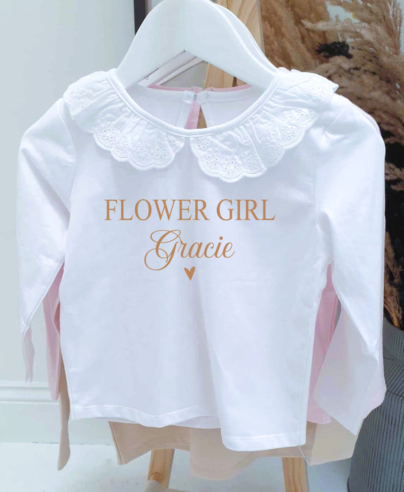 Personalised Flower Girl Frill Pyjamas ~ Wedding Eve Keepsake ~ Heart ~ Flower ~ Flower Girl Gift Box