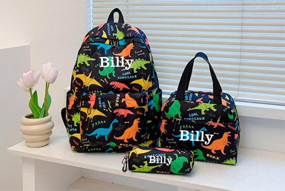 Copy of Personalised Dinosaur Rucksack, Book Bag & Pencil Case Set of 3 ~ Backpack Set ~ Gift for Girl ~ School Bags