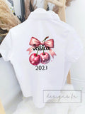 Personalised School Leavers Shirt 2025 – Glitter Ball, Bow, Heart & Crown ~ Girl School Leaver Shirt ~ End of Year Top
