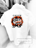 Personalised Orange & Black Airbrush School Leavers Shirt ~ Class of 2025 ~ Boy or Girl School Leaver Shirt ~ End of Year Top