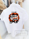 Personalised Orange & Black Airbrush School Leavers Shirt ~ Class of 2025 ~ Boy or Girl School Leaver Shirt ~ End of Year Top
