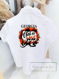 Personalised Orange & Black Airbrush School Leavers Shirt ~ Class of 2025 ~ Boy or Girl School Leaver Shirt ~ End of Year Top