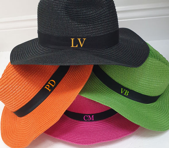 Personalised Straw Hat ~ Beach Hat ~ Holiday Hat ~ Monogram ~ Initials