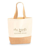 Personalised Teacher Stuff Bag ~Tote Bag ~ Teacher Shopper ~ School Leaving Gift for Teacher ~ End of Year Teacher Gift