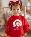 Personalised Unicorn & Rainbow Kids Sweatshirt ~ Birthday Gift for Her Present for Him ~ Christmas Gift Present