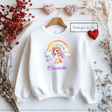 Personalised Unicorn & Rainbow Kids Sweatshirt ~ Birthday Gift for Her Present for Him ~ Christmas Gift Present