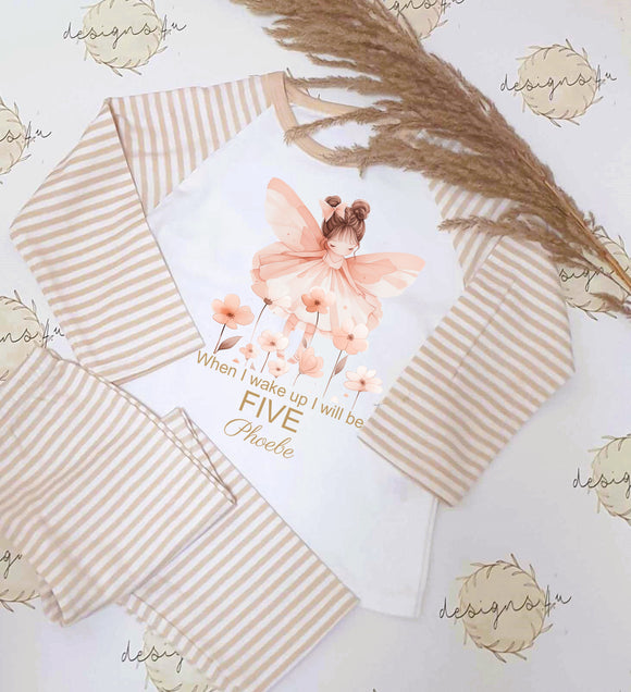 when i wake up pjs i will be 1 2 3 4 5 6 7 8 9 fairy garden princess neutral strip pajamas