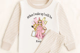 Personalised Make Up Dolly ~  Stripe Pyjamas ~ Birthday Pjs When I Wake Up I Will Be Age ~ Gold Glitter Age Number ~ Beauty Pjs ~ Sleepover