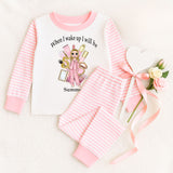 Personalised Make Up Dolly ~  Stripe Pyjamas ~ Birthday Pjs When I Wake Up I Will Be Age ~ Gold Glitter Age Number ~ Beauty Pjs ~ Sleepover