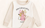 Personalised Make Up Dolly ~  Stripe Pyjamas ~ Birthday Pjs When I Wake Up I Will Be Age ~ Gold Glitter Age Number ~ Beauty Pjs ~ Sleepover