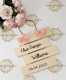 Personalised Baby Nursery Home Decor Wooden Sign ~ Pink Bows