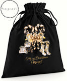 Personalised Christmas Sack ~ Santa Sack ~ Xmas Sack Stocking ~ Xmas gift Girl Boy ~ Black Sack Gold  Bow ~ Christmas Gift Bag for Her Him (Copy)