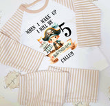 Personalised Pirate Birthday Raglan Pyjama Set – When I Wake Up I Will Be 1,2,3,4,5,6,7,8,9 Pyjamas ~ Pirate ~ Pirate Ship ~ Birthday Pjs