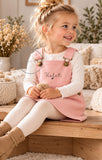 Personalised Girls Fleece Dungaree Dress, Name Pinafore Dress, Baby Toddler Outfit, Dusty Pink, Grey Marl, Black, Personalised Gift