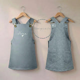 Personalised Girls Fleece Dungaree Dress, Name Pinafore Dress, Baby Toddler Outfit, Dusty Pink, Grey Marl, Black, Personalised Gift