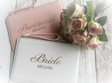 Personalised Wedding Clutch Bag with glitter Bride Bridesmaid Maid of Honour Mother of the Bride