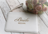 Personalised Wedding Clutch Bag with glitter Bride Bridesmaid Maid of Honour Mother of the Bride
