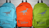 Personalised Childrens Bag School Backpack Rucksack ~ Dinosaur with name